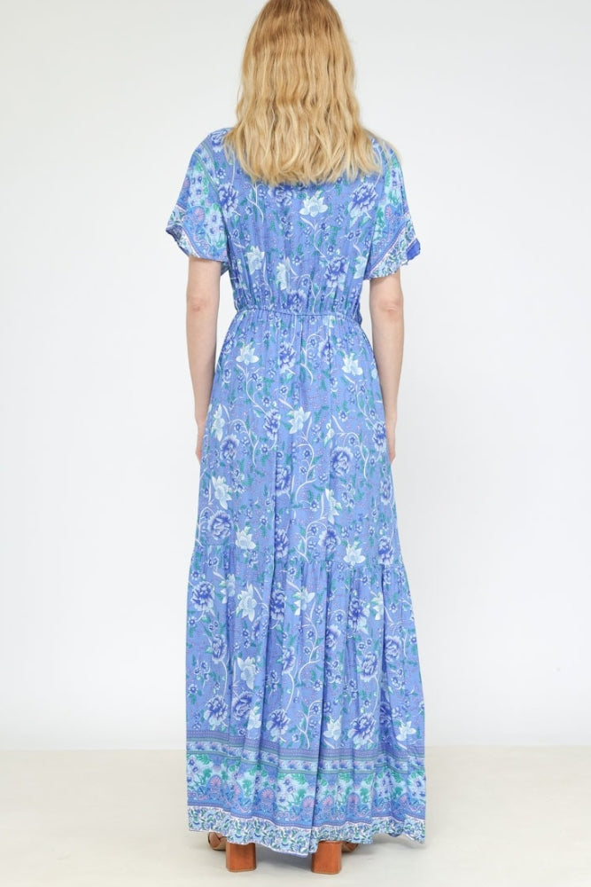 Robe Boheme Bleue à Fleurs
