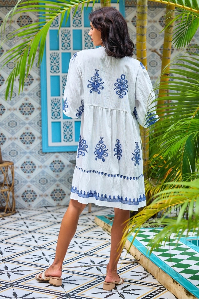 Robe Bohème Bleue et Blanche