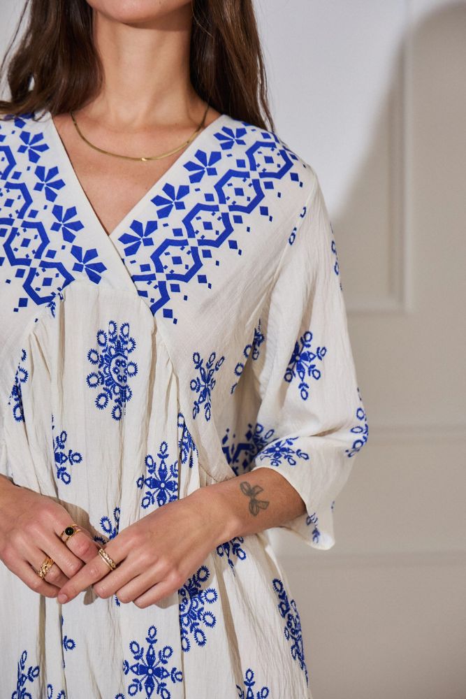 Robe Bleue Bohème Courte