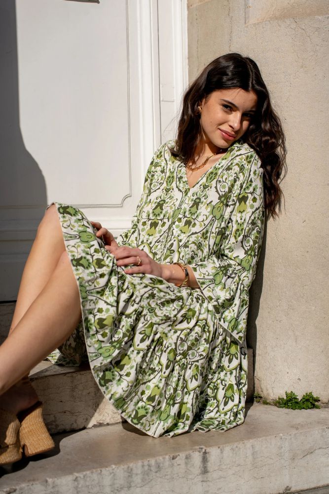 Robe Bohème Courte Manche Longue