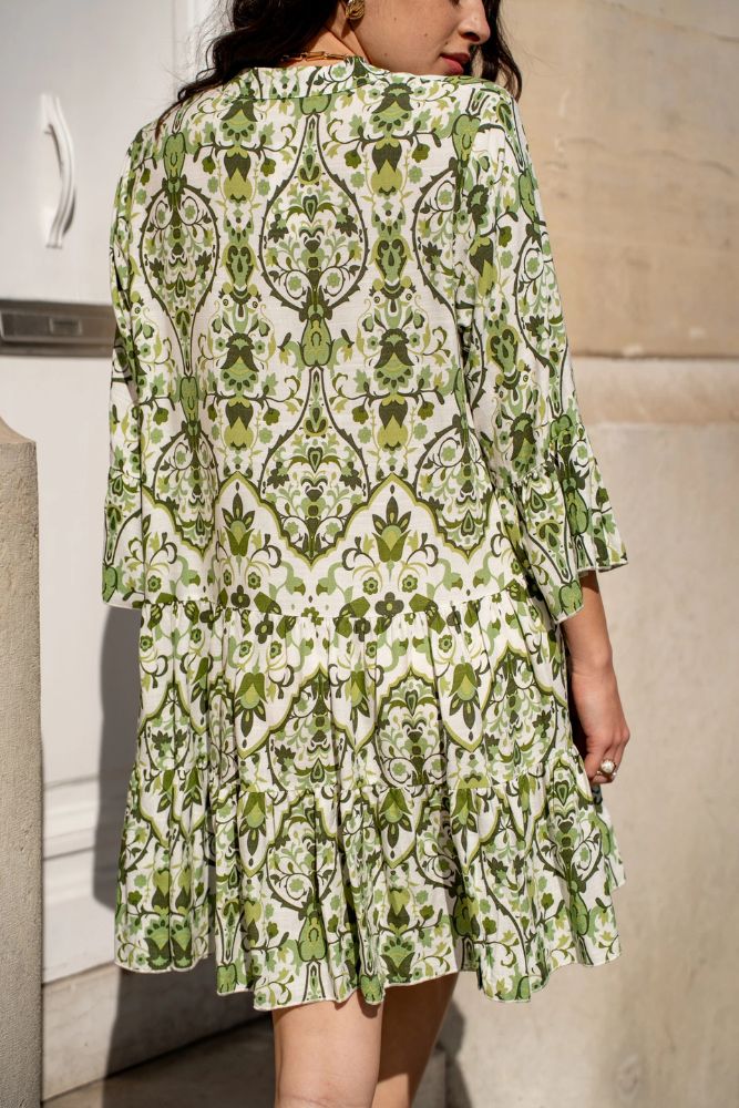Robe Bohème Courte Manche Longue
