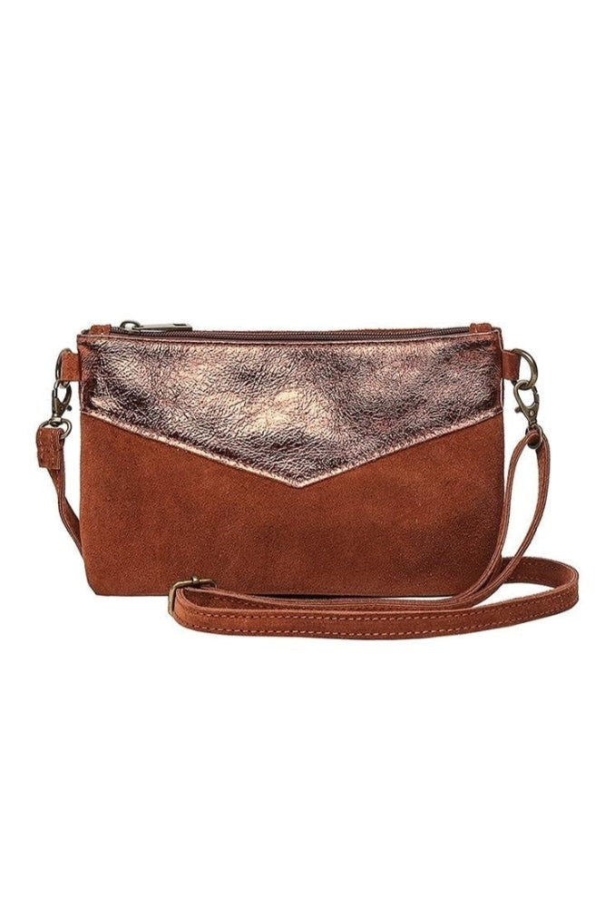 Pochette Bohème Cuir Suède - Camel