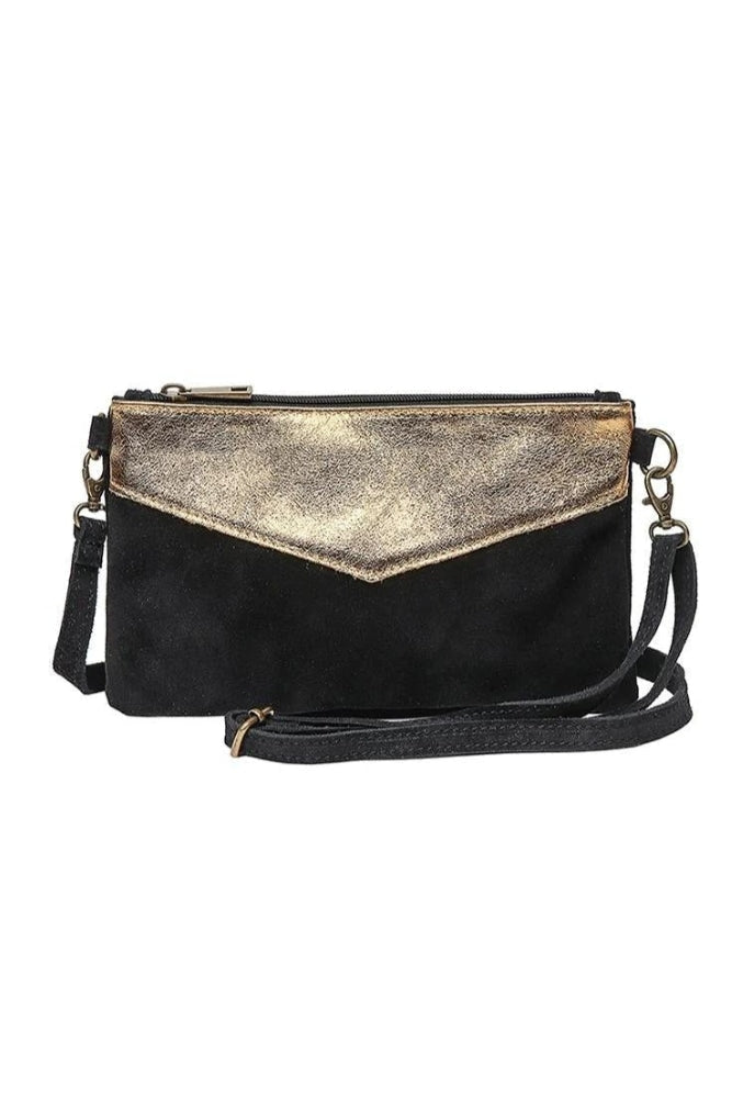 Pochette Bohème Cuir Suède - Doré