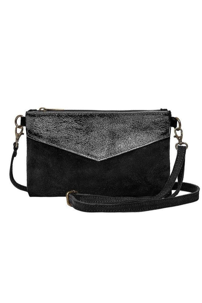Pochette Bohème Cuir Suède - Noir