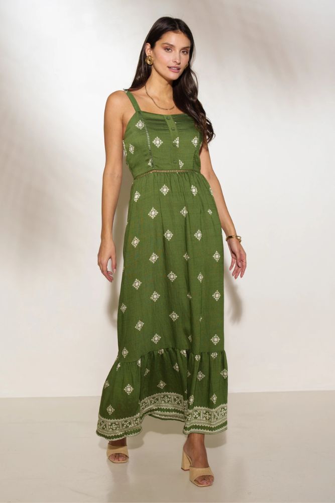 Robe Longue Bohème Verte