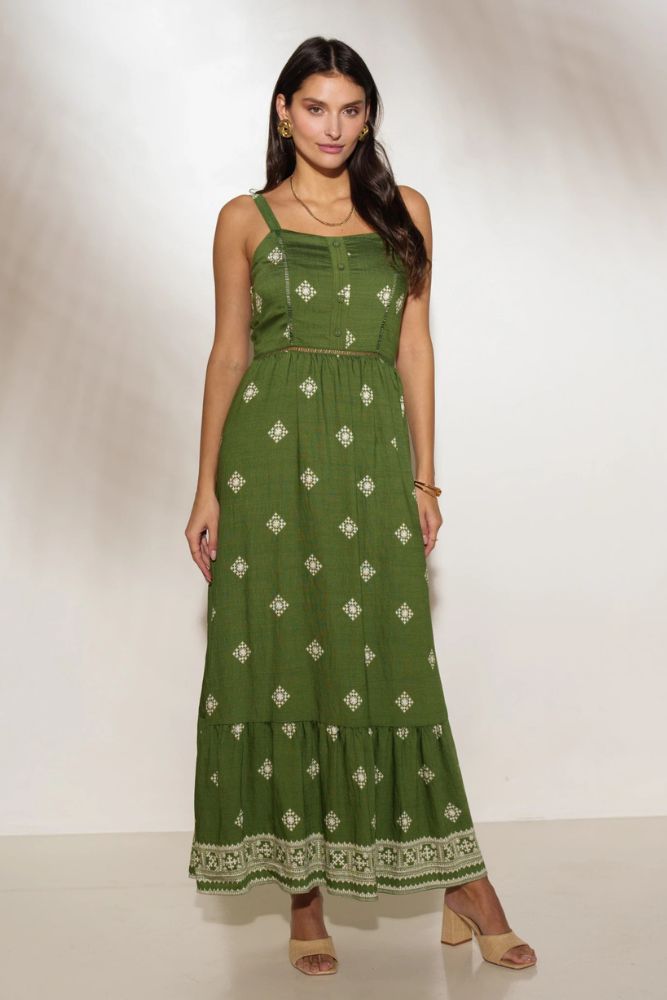 Robe Longue Bohème Verte