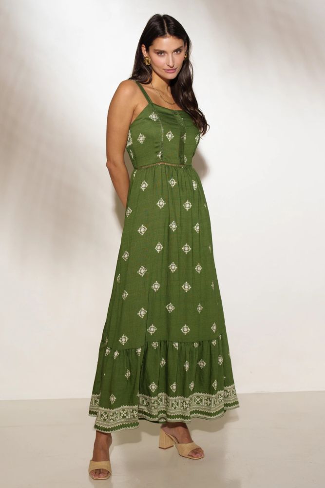 Robe Longue Bohème Verte