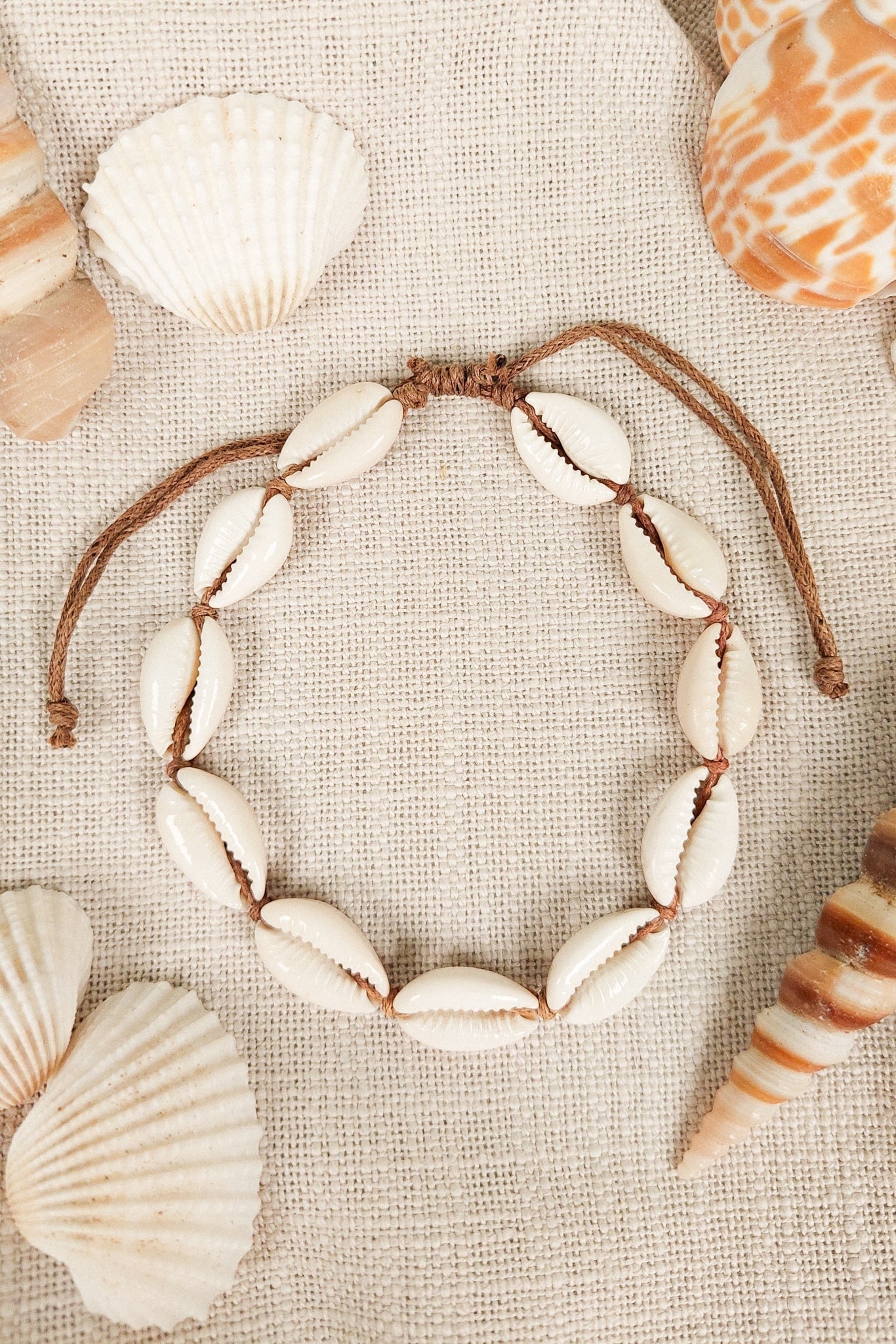 Bracelet Cheville Coquillage Bohème - Marron