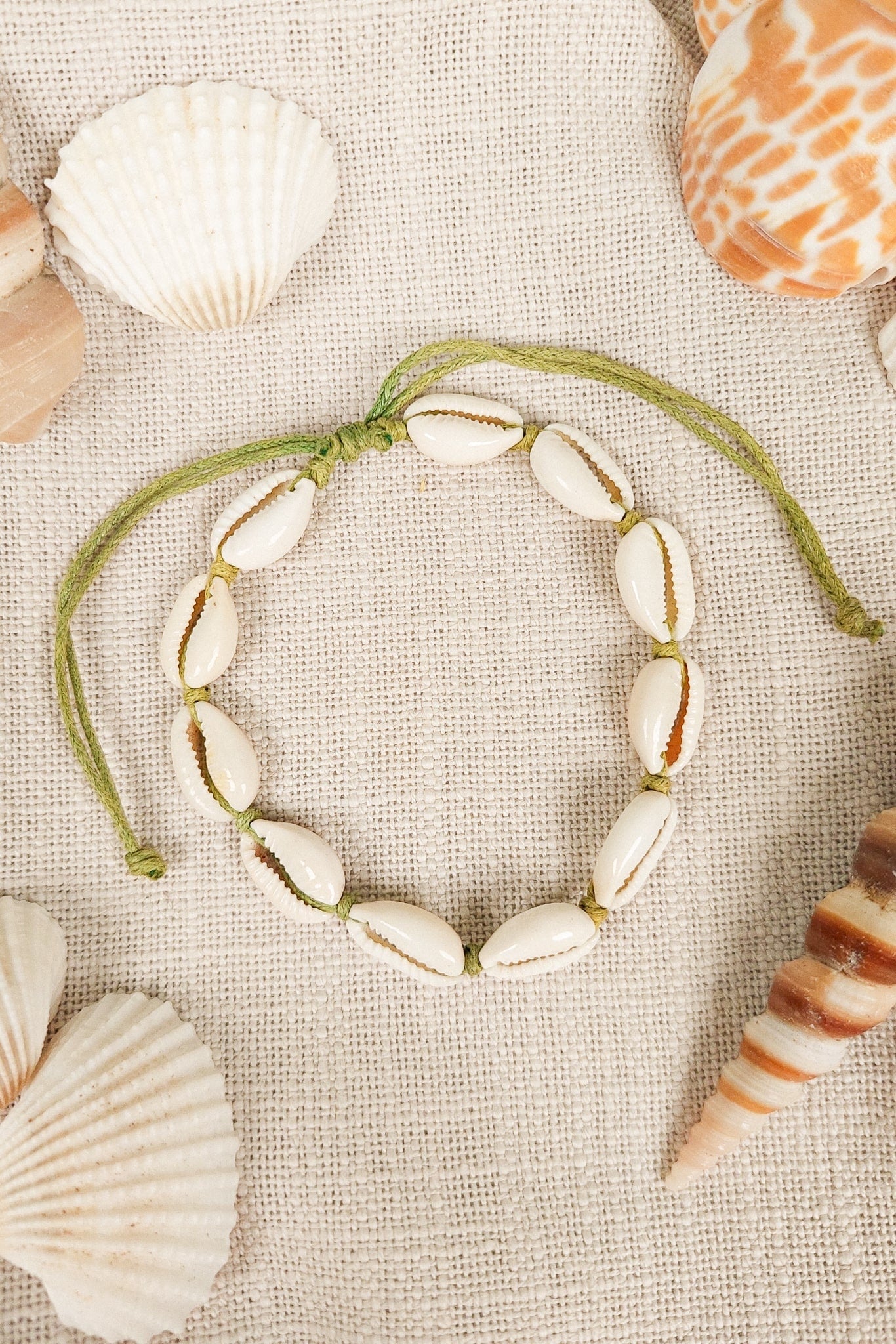 Bracelet Cheville Coquillage Bohème - Vert