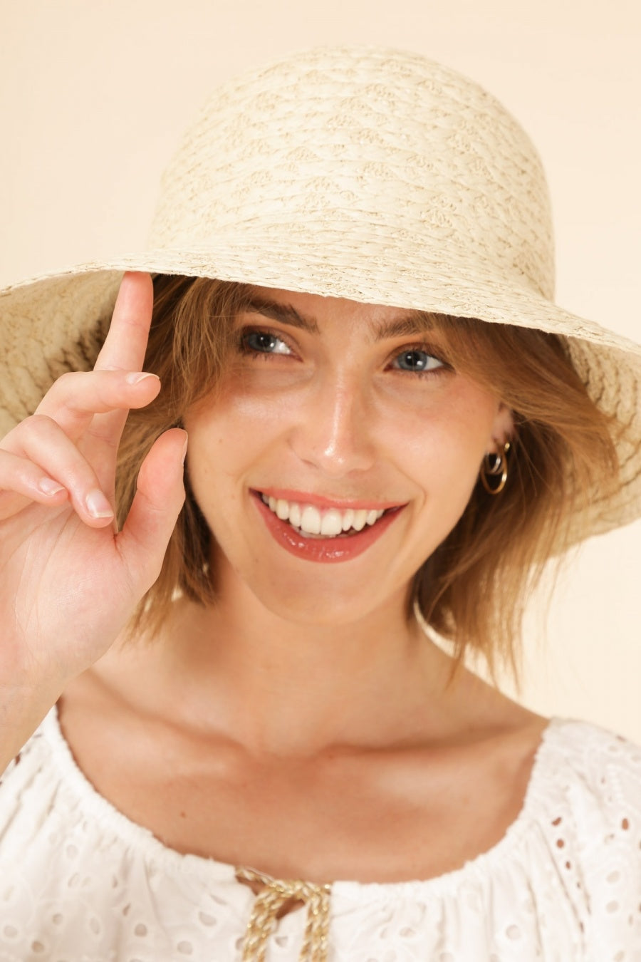 Chapeau Cloche Bohème - Beige / Ajustable