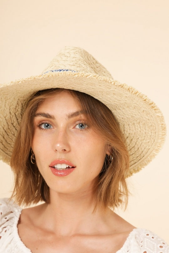 Chapeau Fedora Paille - Bleu / Ajustable