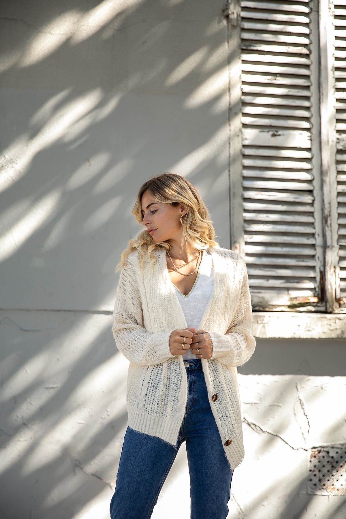 Gilet Bohème Oversize - Beige