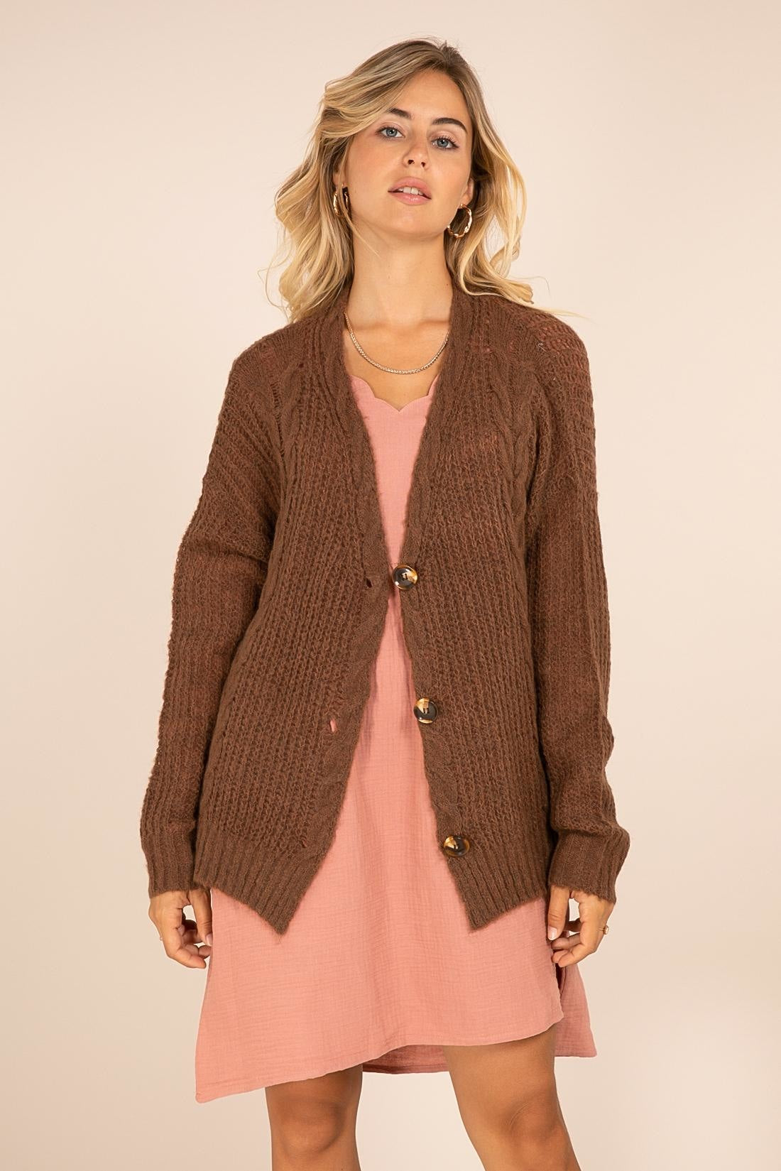 Gilet Bohème Oversize - Marron