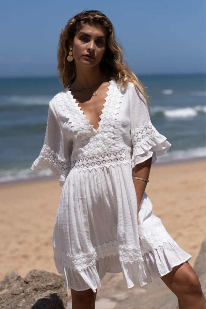 Robe blanche bohème chic sale