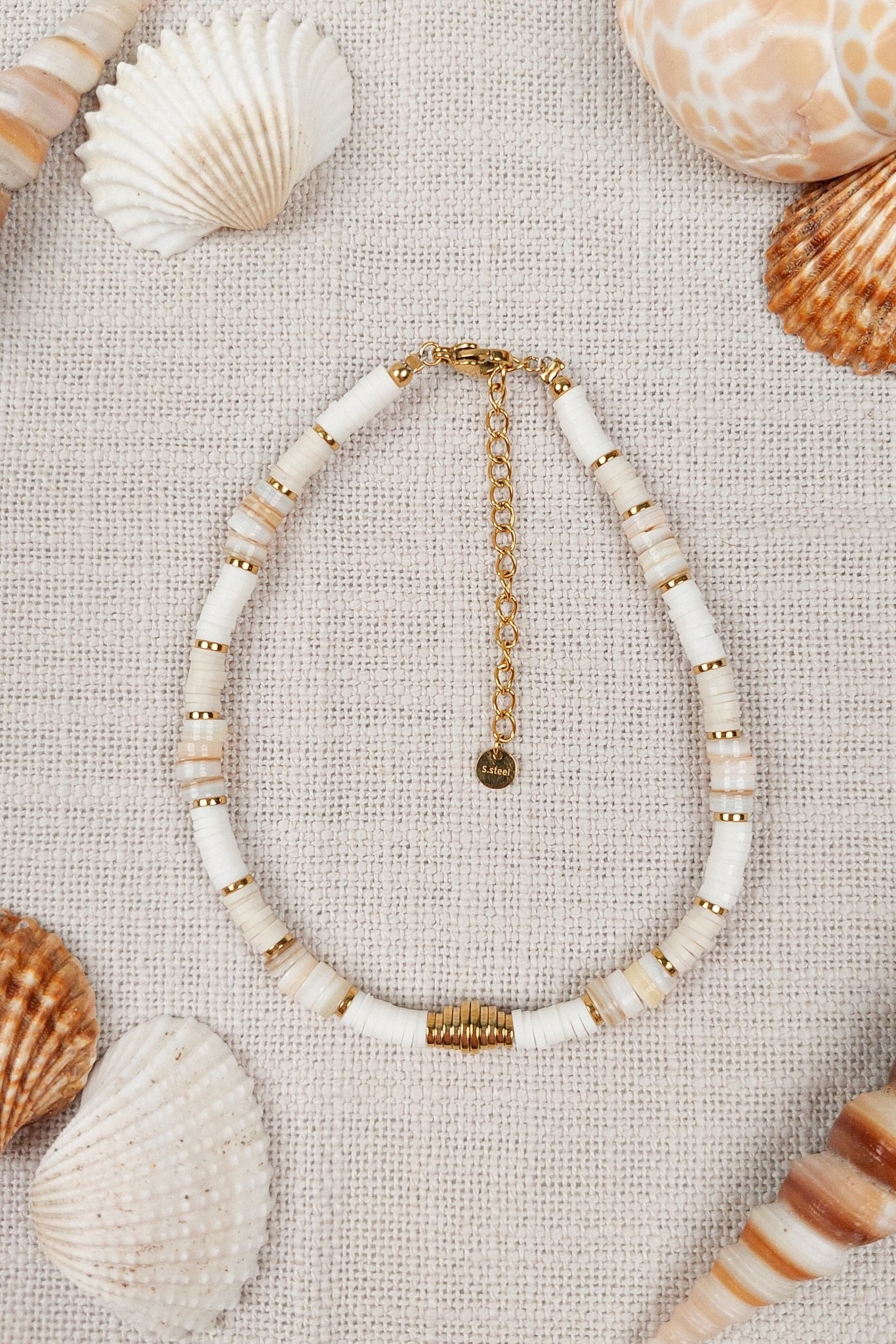 Bracelet Cheville Perles Blanches
