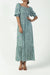 Robe Bohème Fleurie Col Carré - S/M / Vert